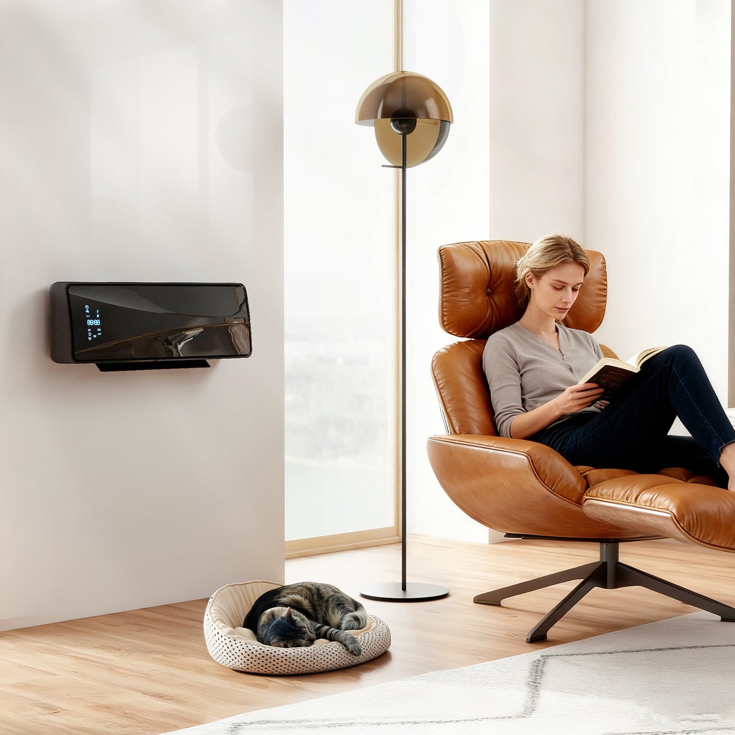 HOMCOM 2000W Wall-mounted Ceramic Electric Heater with Fan, Adjustable Thermostat - Black