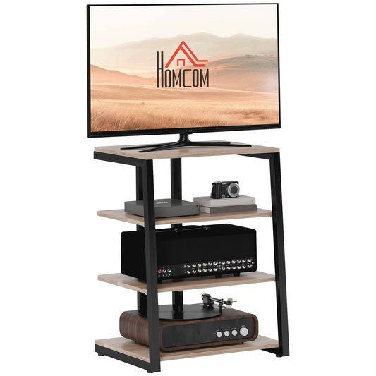 HOMCOM Corner TV Unit, with Three Storage Shelves - Grey