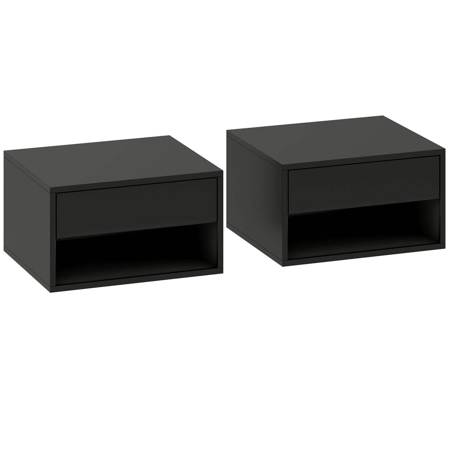 HOMCOM Floating Bedside Tables Set of 2, Wall Mounted Nightstand, High Gloss Black