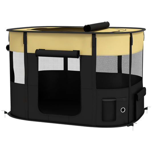 PawHut Foldable Dog Pen with Storage Bag for Indoor/Outdoor Use Yellow - Large