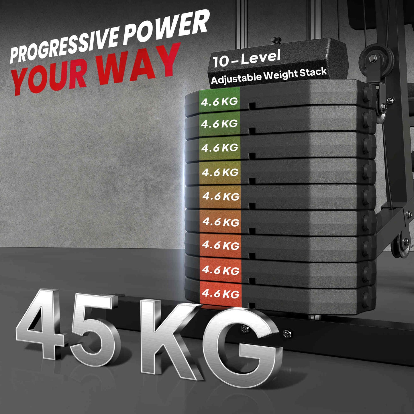 HOMCOM Multi Gym Equipment, 45KG Weight Stack, Chest Press, Butterfly Press & Leg Developer for Strength Training