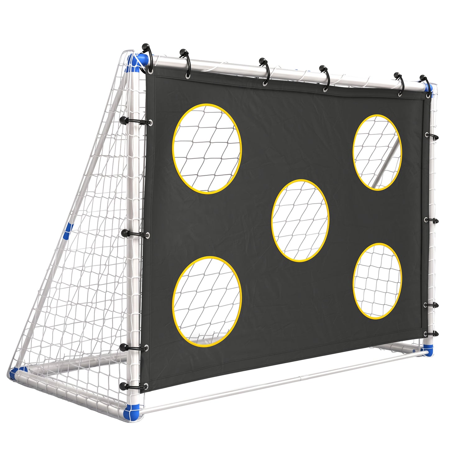 SPORTNOW Football Goal, 183 x 96 x 130 cm Portable Practice Football Net with Target Cloth and PVC ball, Tetoron Training Goal