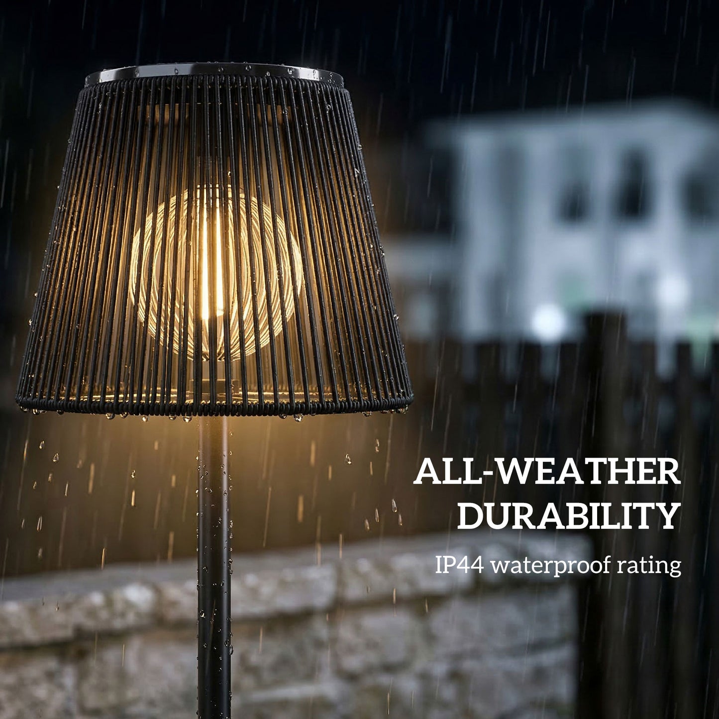 Outsunny Outdoor Solar Floor Lamp, Adjustable Height Rechargeable Floor Lamp IP44 Waterproof