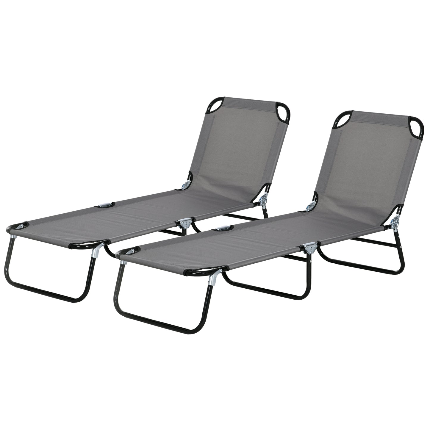 Outsunny Garden Sun Lounger with Five-Position Back - Grey