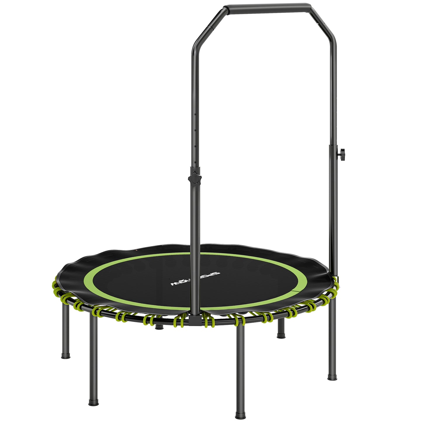 SPORTNOW 40'' Foldable Fitness Trampoline, Mini Rebounder with 5-Level Adjustable Handle for Adults Indoor/Outdoor Exercise, Green