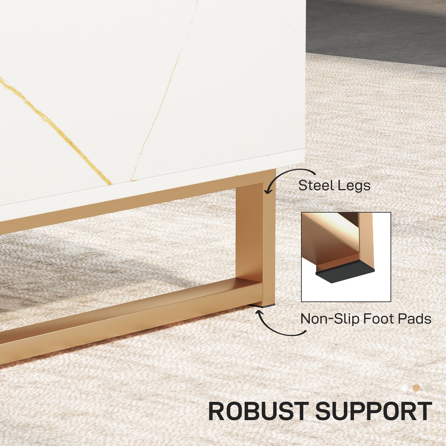 HOMCOM Elegant Marble Effect Storage Coffee Table - White