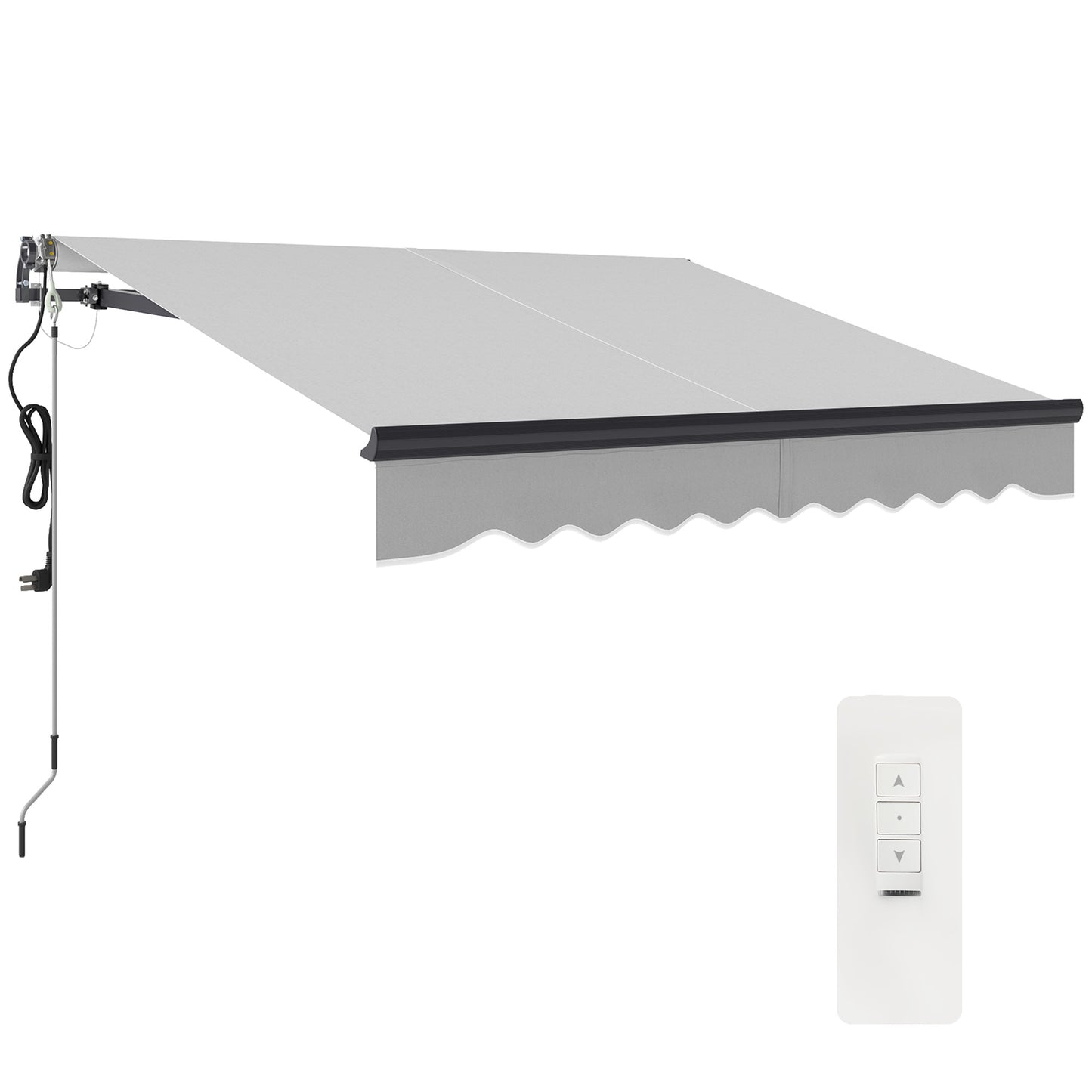 Outsunny Electric Awning, 2.5 x 2m, Remote Controlled, Aluminum Frame, UV30+ Sun Shade Canopy for Patio Door/Window, Light Grey