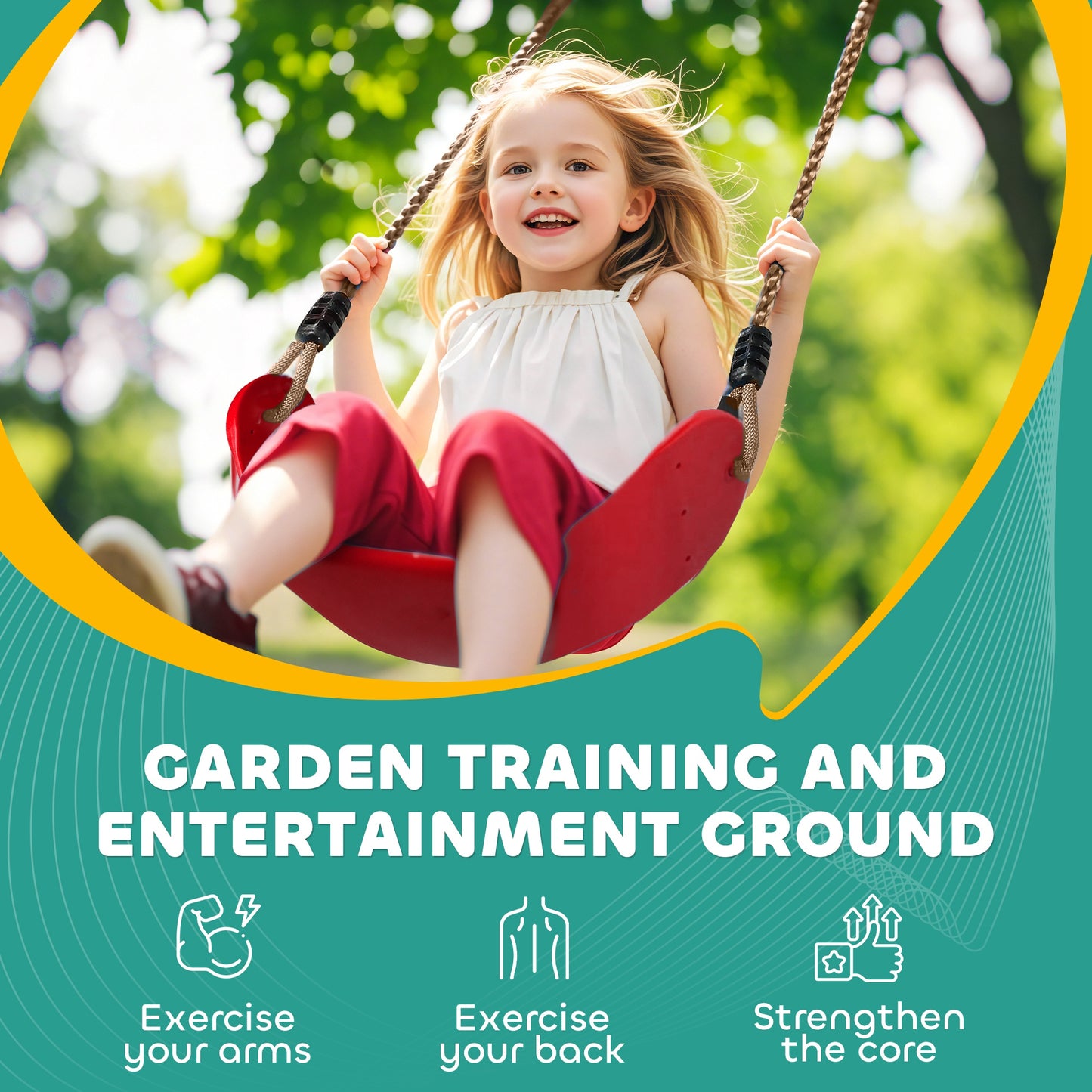 AIYAPLAY 10 Piece Zip Line Kit for Kids with 10m Slackline, Monkey Bars, Swing, Climbing Ladder, Hanging Tray, Metal Rings