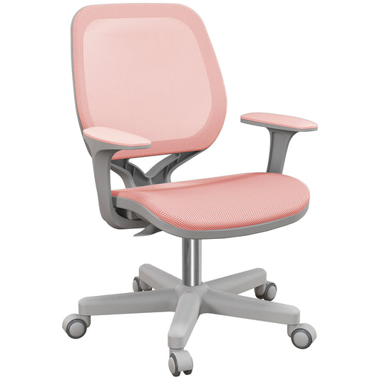 Vinsetto Office Chair, Breathable Mesh Swivel Desk Chair with Adjustable Height and  360° Swivel Security Wheels for Home Office, Study, Pink