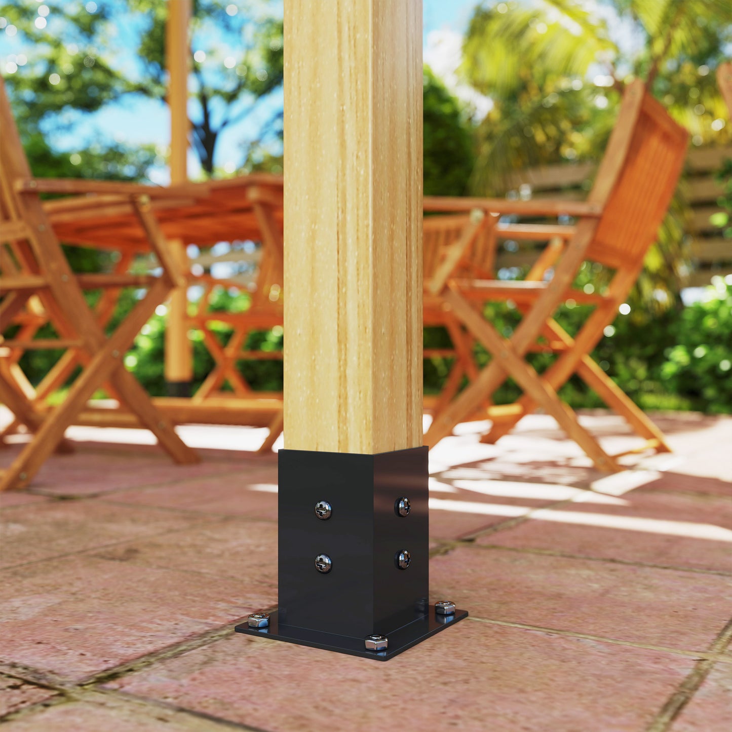 Outsunny Pergola Kit: DIY 3-Way Brackets & Post Base for 4"x4" Lumber, 8 PCS with Screws Included