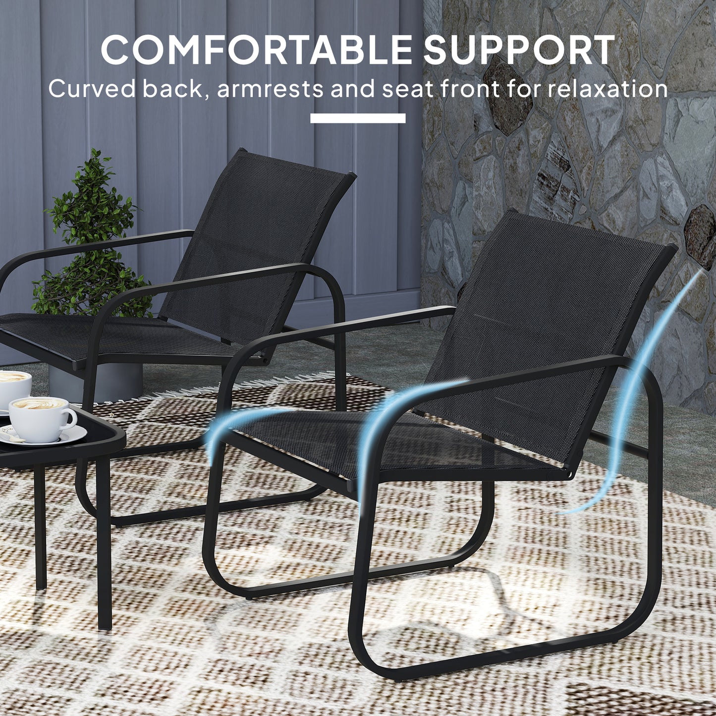 Outsunny Three-Piece Garden Seating Set - Black