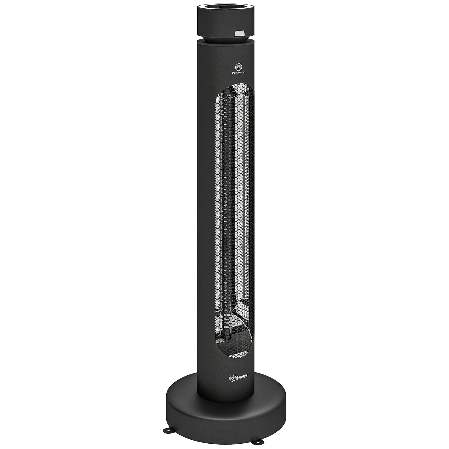 Outsunny 2000 W Electric Infrared Patio Heater, Free Standing Oscillating Outdoor Garden Heater with Knob/Remote Control, Black