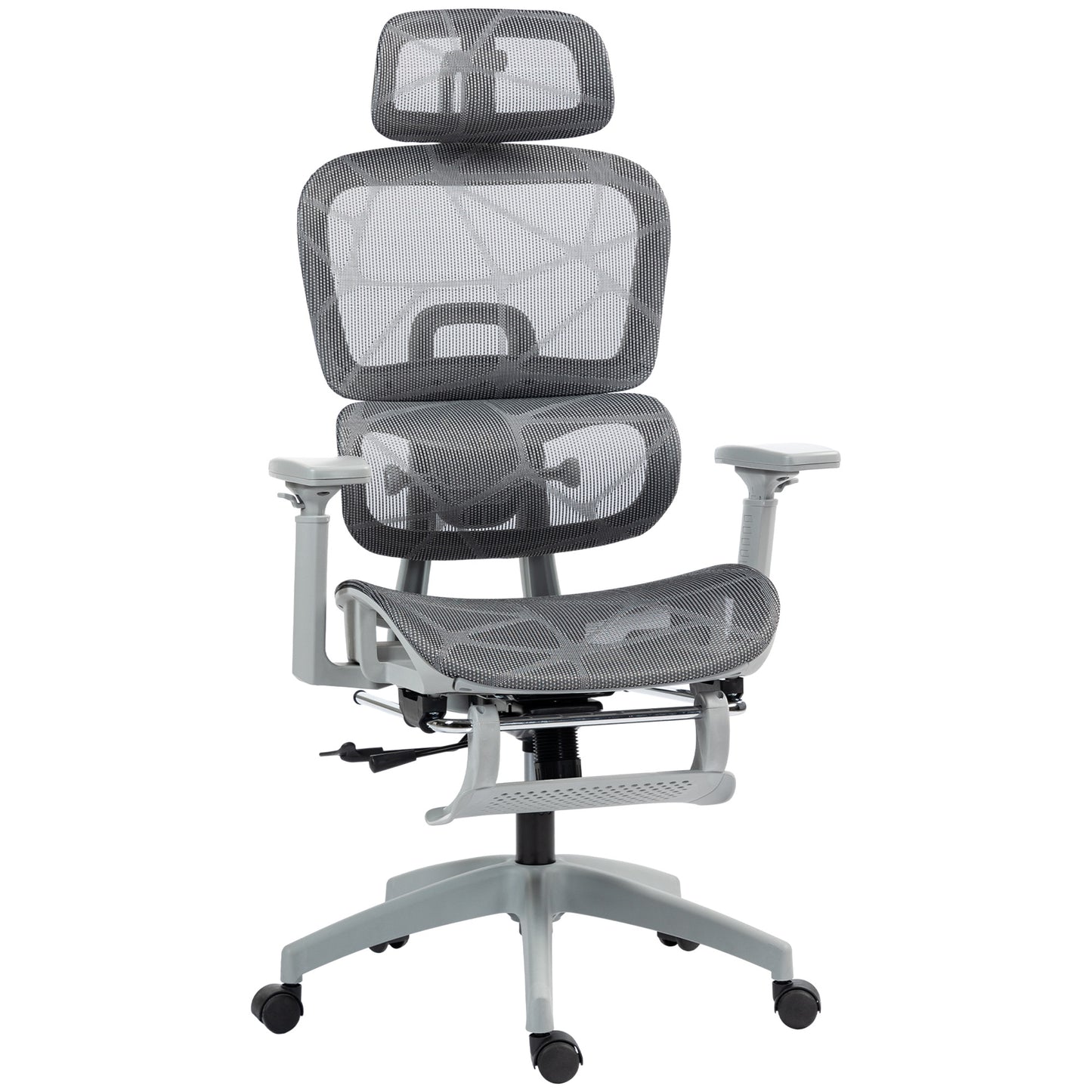 HOMCOM Executive Office Chair with Lumbar Support, Reclining Function, Headrest, Footrest, Grey