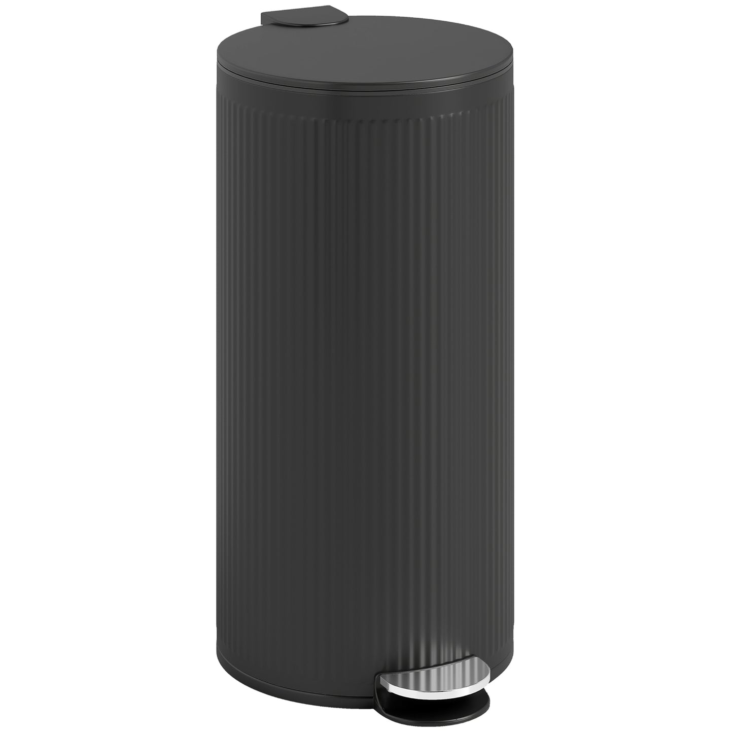 HOMCOM 30L Pedal Kitchen Bin with Soft Close Lid and Removable Inner Bucket, for Kitchen, Office, Home, Black