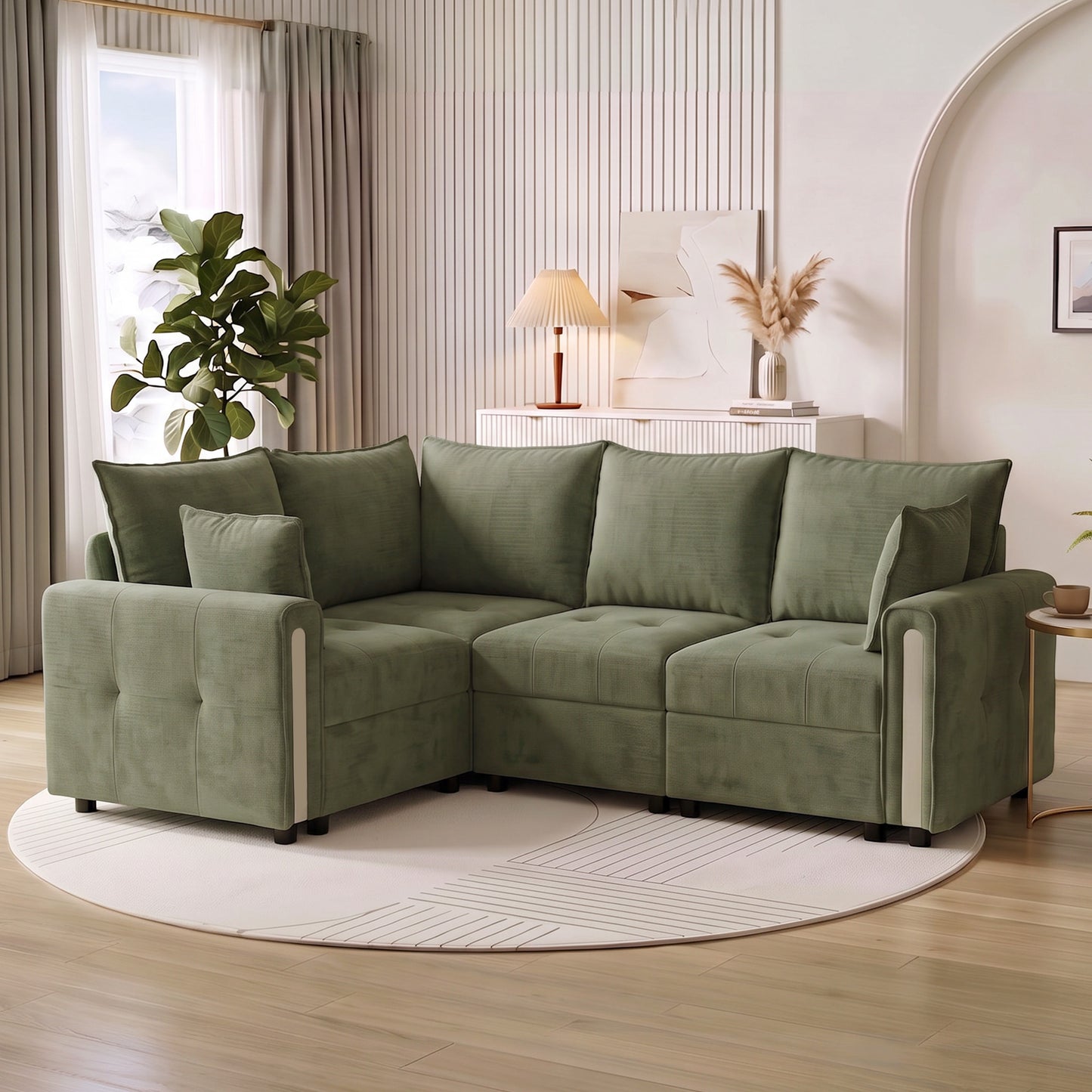 HOMCOM 228cm L Shaped Sofa with Lift-Up Storage, 3-Seater Sectional Sofa with Wide Deep Seat, Dark Green