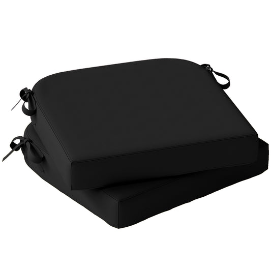 Outsunny Outdoor Chair Seat Cushions Set of 2, Garden Chair Cushions with 7cm Thick Foam & Ties, Black