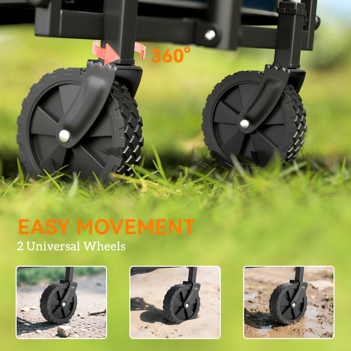 Outsunny 41L Festival Trolley on Wheels, 60kg Heavy Duty Collapsible Folding Cart, Adjustable Handle, Carrying Bag, Blue