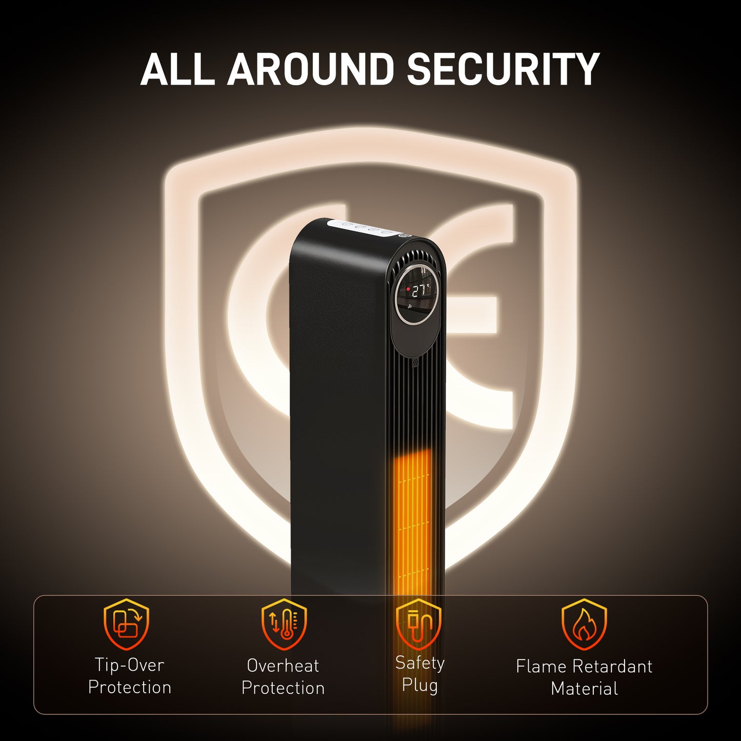 HOMCOM 2000W Ceramic Electric Heater with Fan, Timer, Oscillation - Black