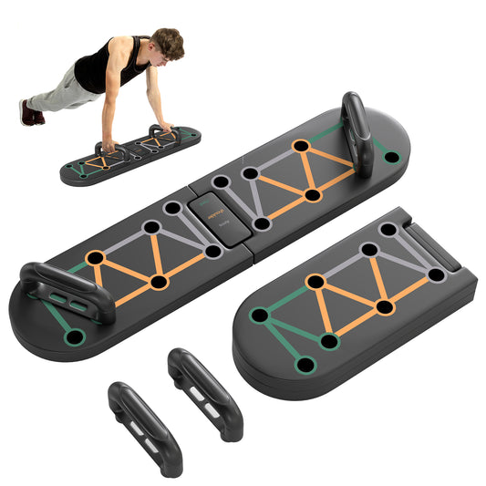 SPORTNOW Foldable 11-in-1 Push Up Board, Portable Pushup Stand with Non-slip Pads, Home Gym Equipment for Upper Body Training, Black
