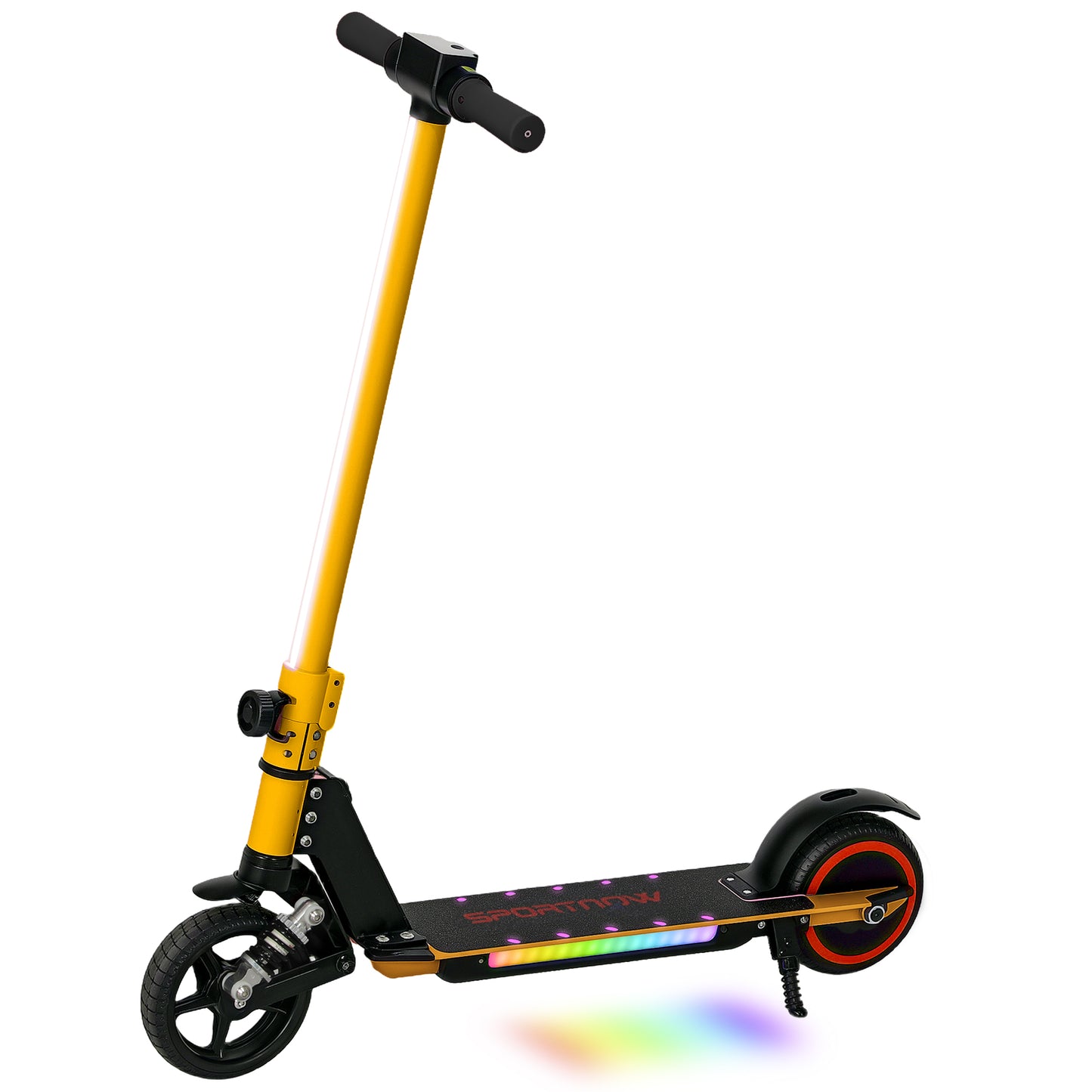 SPORTNOW Folding Electric Scooter for Kids 6-14, Dual Brakes, LED Lights, 6.8kg, Up to 14 KM/H, Gold Tone