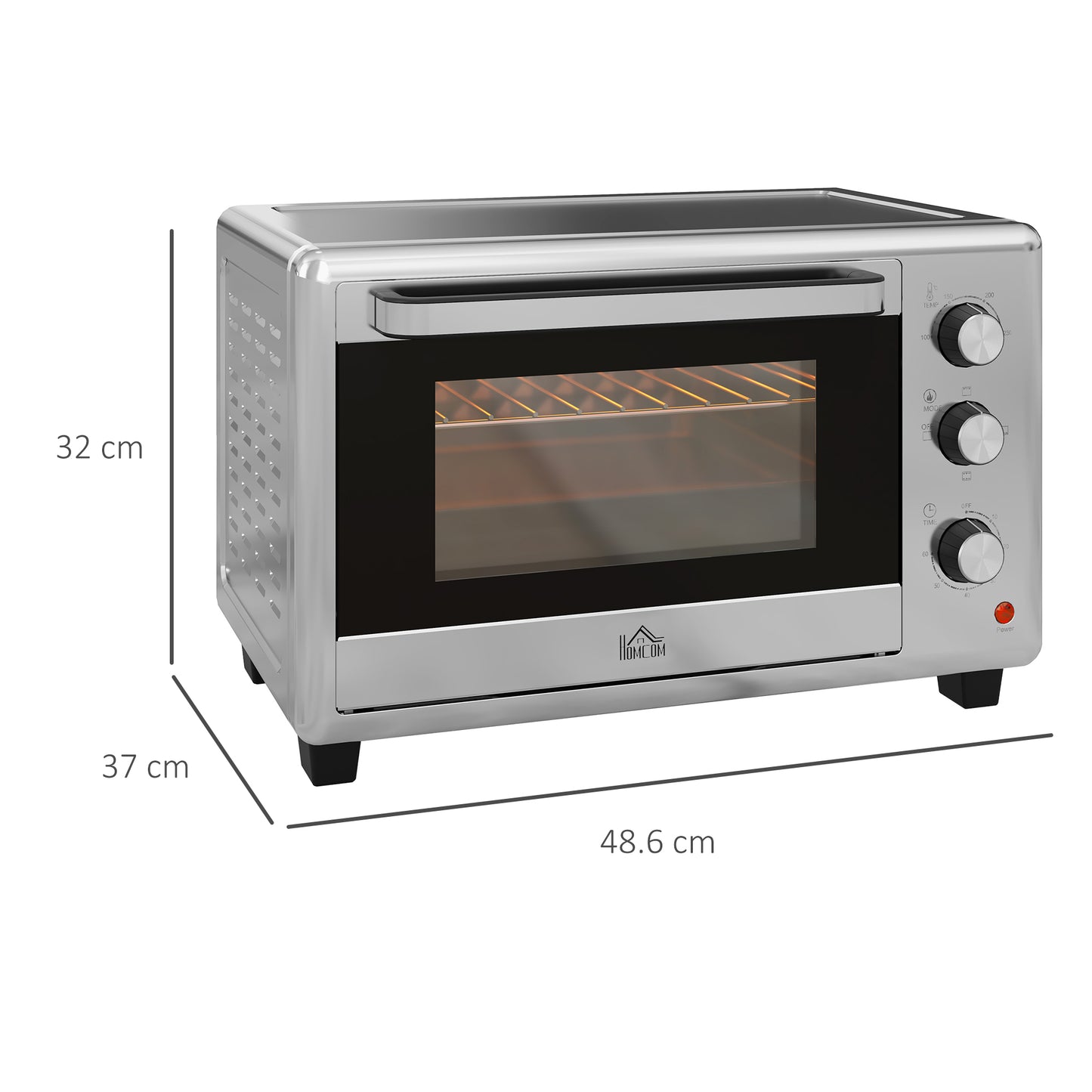 HOMCOM 30L 60-230°C Mini Electric Oven, with Accessories - Silver Tone