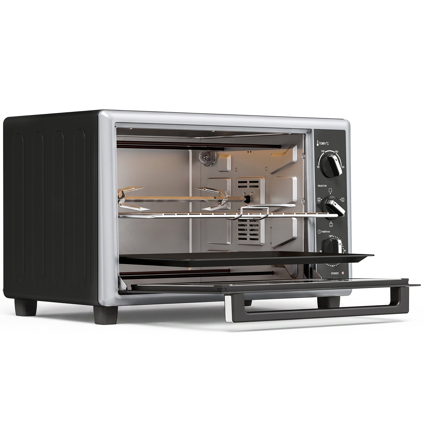 HOMCOM 36L Mini Oven with Convection, Electric Countertop Cooker with Rotisserie, 90–230°C Adjustable Temperature, 1500 W