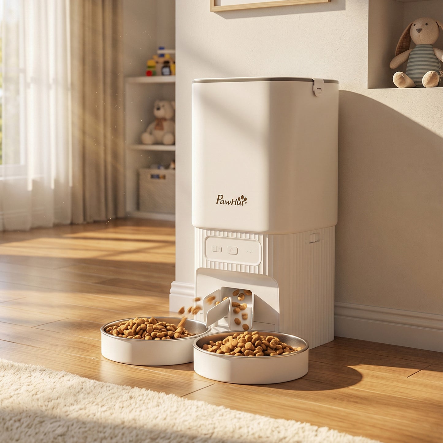 PawHut 7L Automatic Cat Feeder with App Control, 2.4G/5G WiFi, Timer, 15 Meals/Day, Dual Power, 10s Voice Recording, Anti-Clog