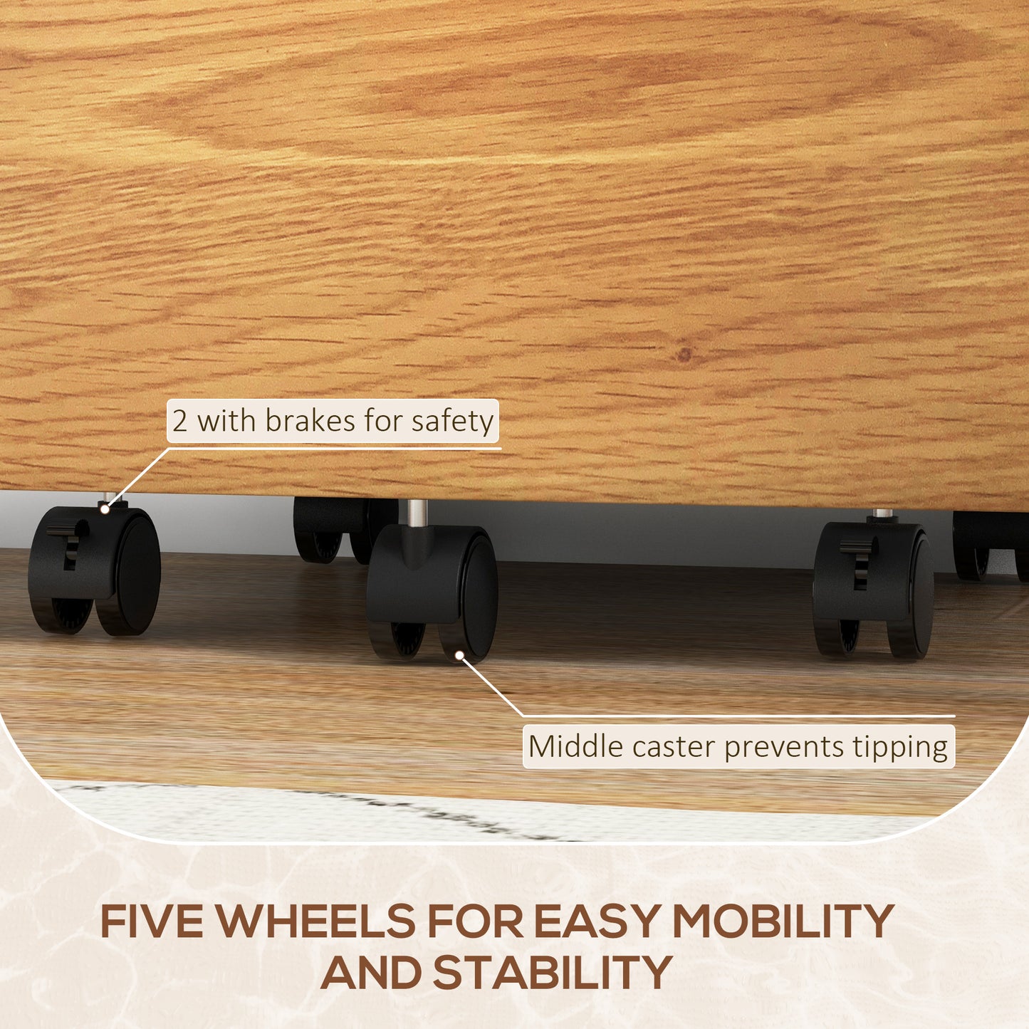 HOMCOM Two-Drawer Lockable Filing Cabinet - Wood Effect