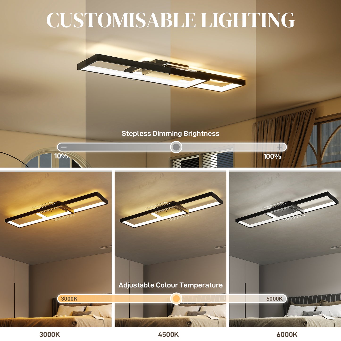 HOMCOM LED Ceiling Light Dimmable Remote Black