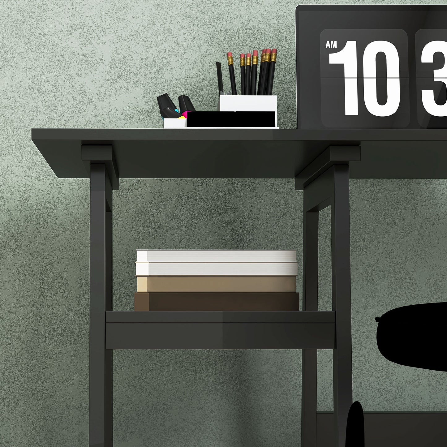 HOMCOM Compact Computer Desk with Storage Shelves, Study Table with Bookshelf, Easy Assembly, 106 x 51cm, Black