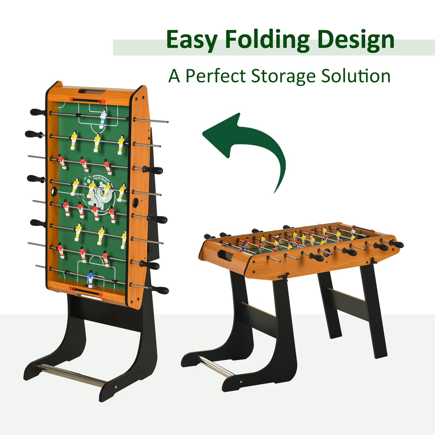 HOMCOM Folding Foosball Gaming Table Mini Football Soccer Table for Family Fun Kids Toy