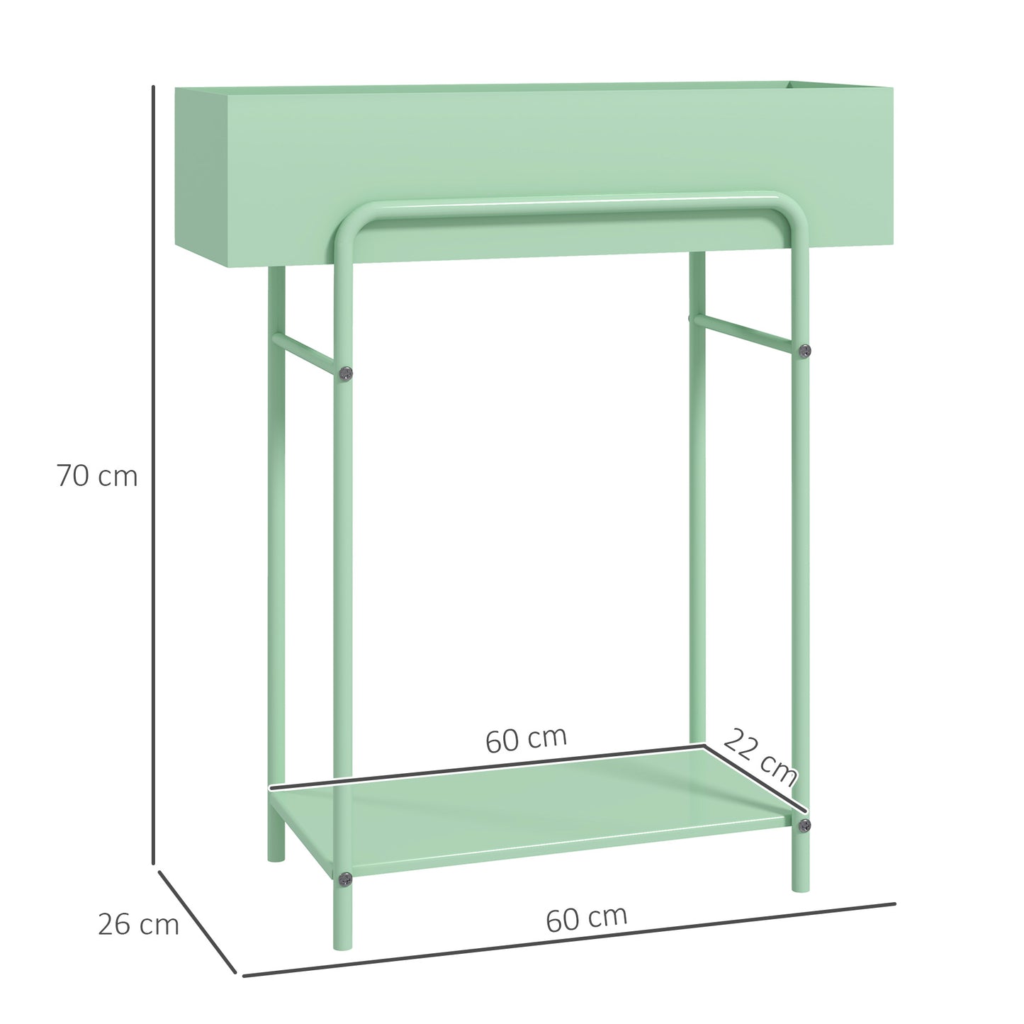 Outsunny 2 Tier Metal Plant Stand, Floor-standing Flower Pot Rack with Drain Holes for Indoor/Outdoor Use, Green