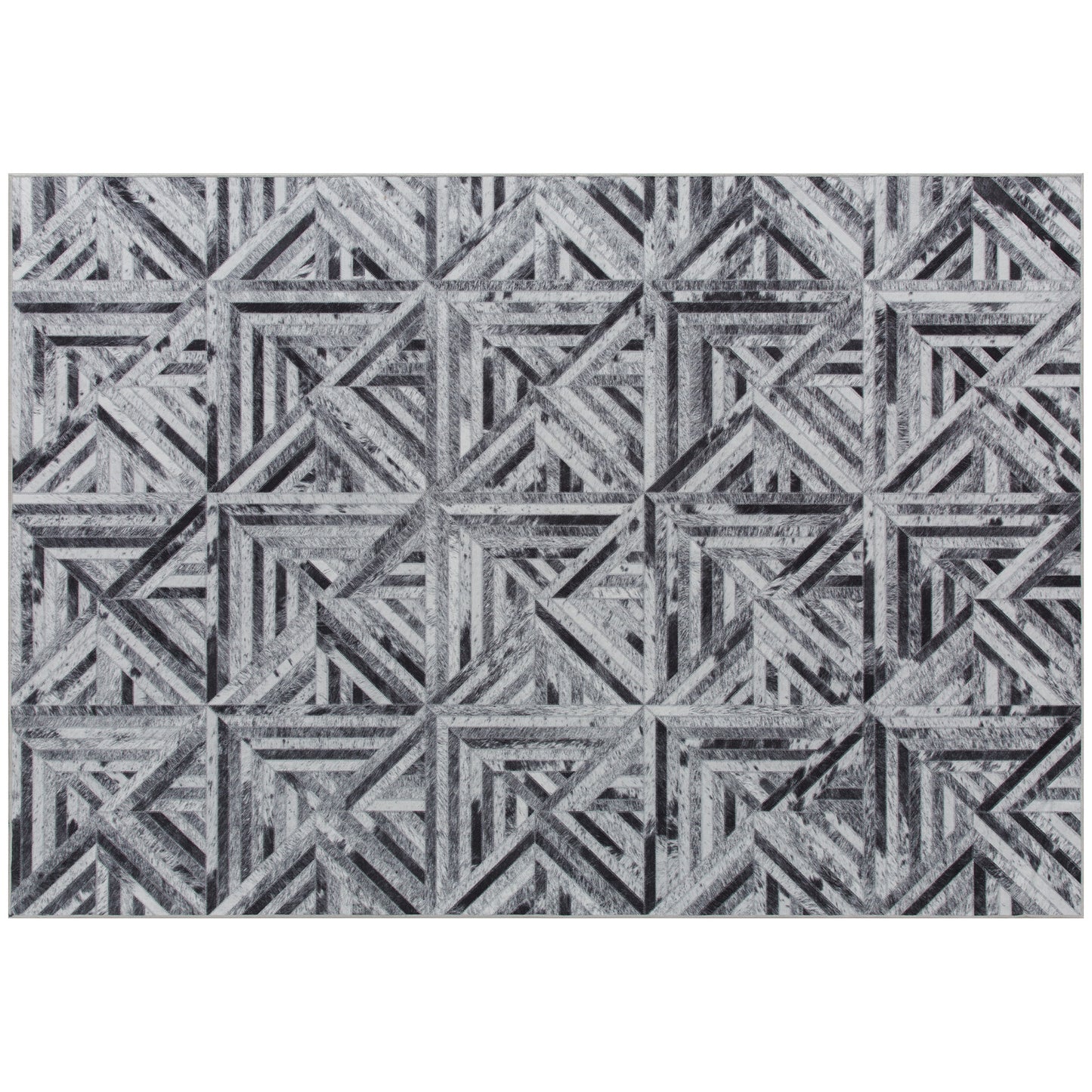 HOMCOM Triangle Pattern Non-Slip Washable Chenille Rug, 290 x 200 cm, for Living Room, Bedroom, Dining Room, Office, Black