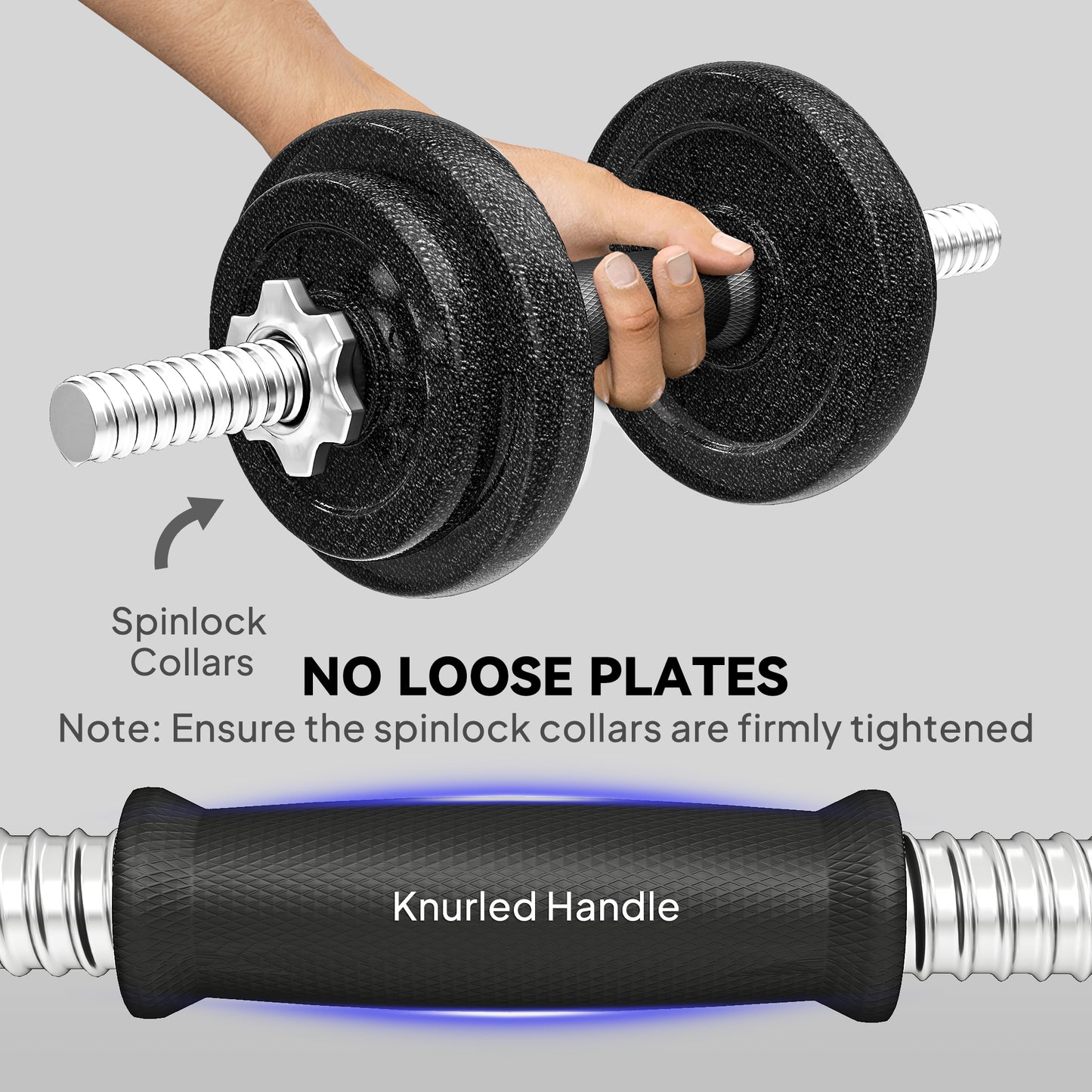 SPORTNOW 2-in-1 Adjustable Dumbbells Set, 20kg Weights with Non-Slip Grip for Strength Training, Home Gym Workout Equipment, Black