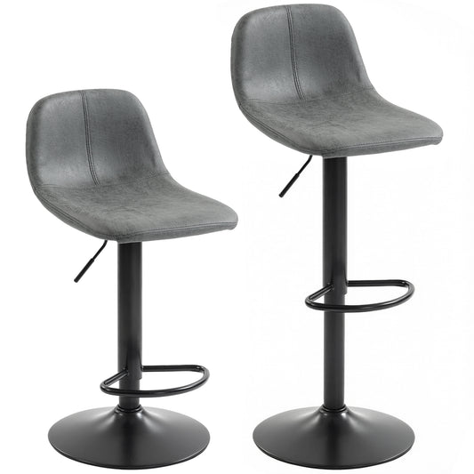 HOMCOM Bar Stools Set of 2, Modern Swivel Barstools with Footrest for Kitchen Island and Dining Room, Grey