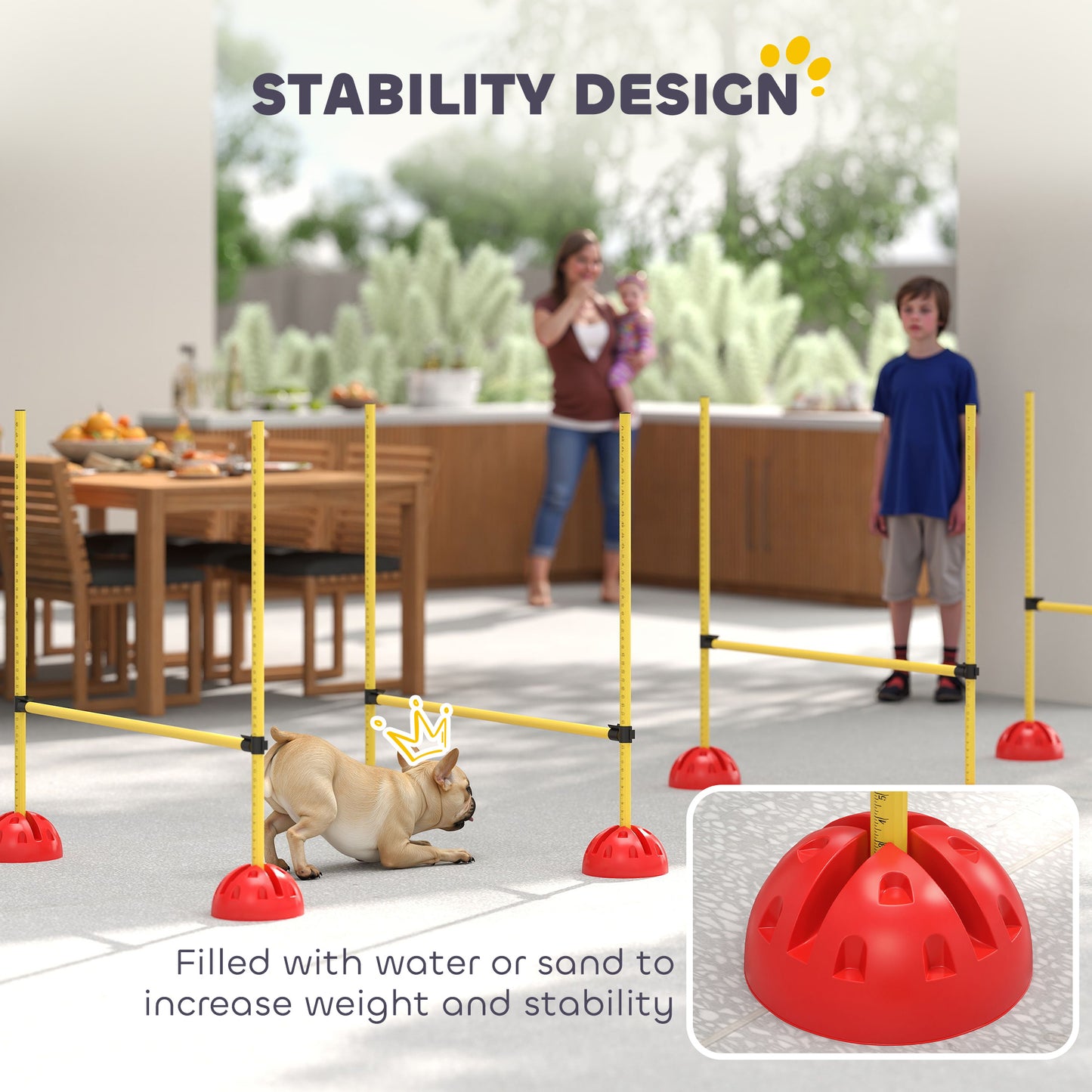PawHut 5 Piece Dog Agility Equipment with 4 Hurdle & Carry Bag for Jump Training, Yellow