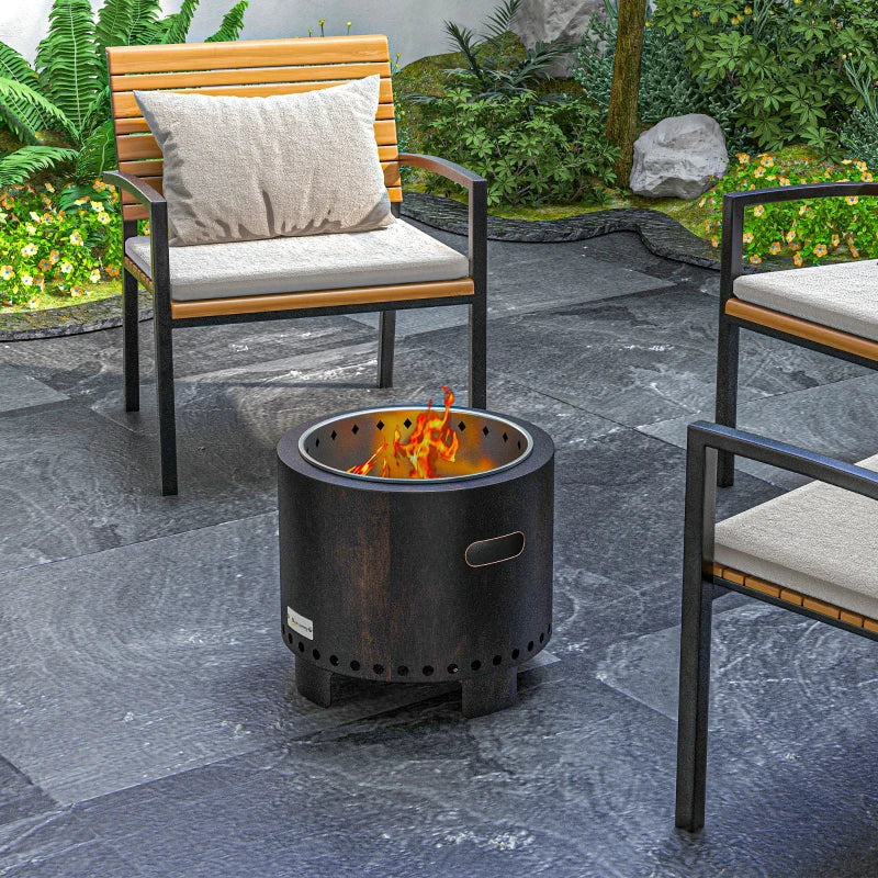 Outsunny Metal Wood-burning Smokeless Fire Pit, Black