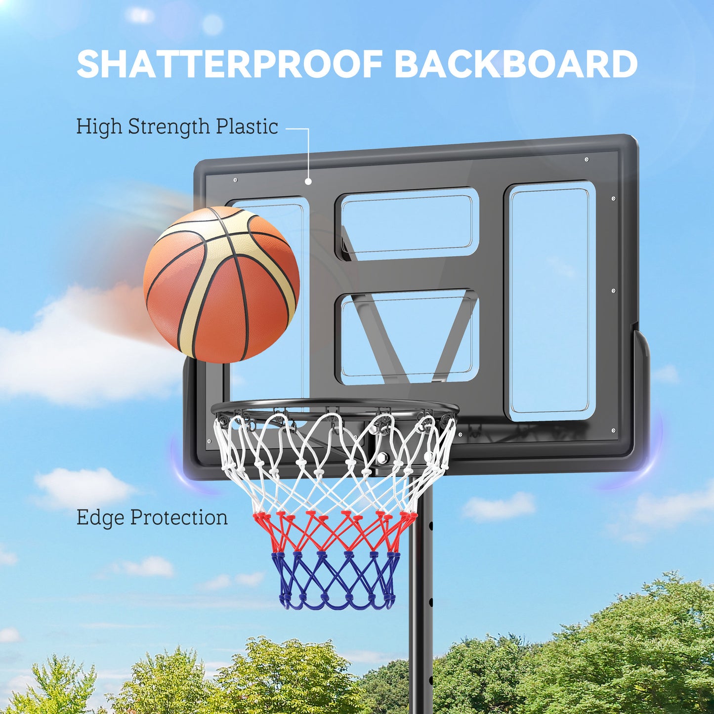 SPORTNOW Basketball Hoop Outdoor, Basketball Hoop and Stand with 10-Level Adjustable Height