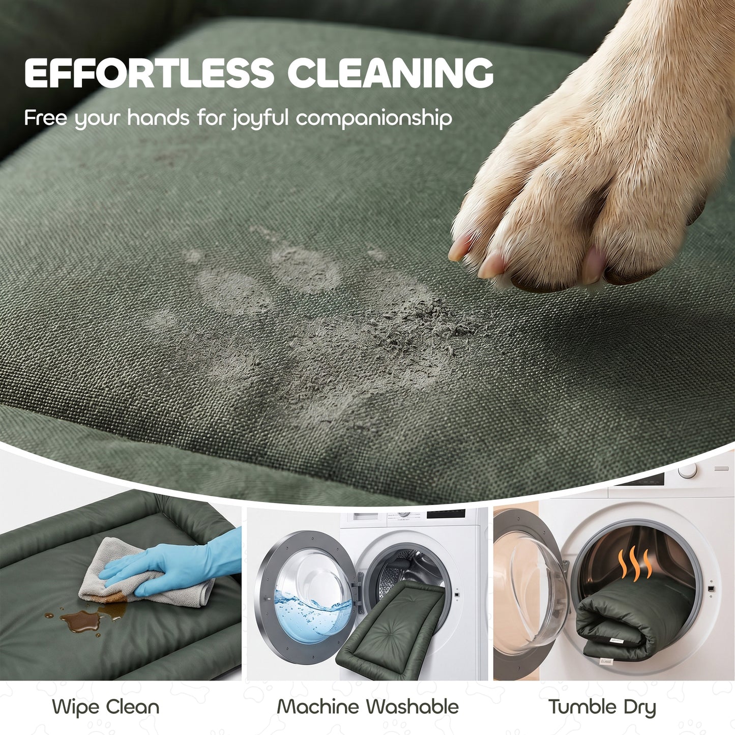 PawHut Waterproof Dog Bed, Foldable Pet Bed with Anti-Slip Bottom, Machine Washable for Medium and Large Dogs, 110 x 68 x 6 cm