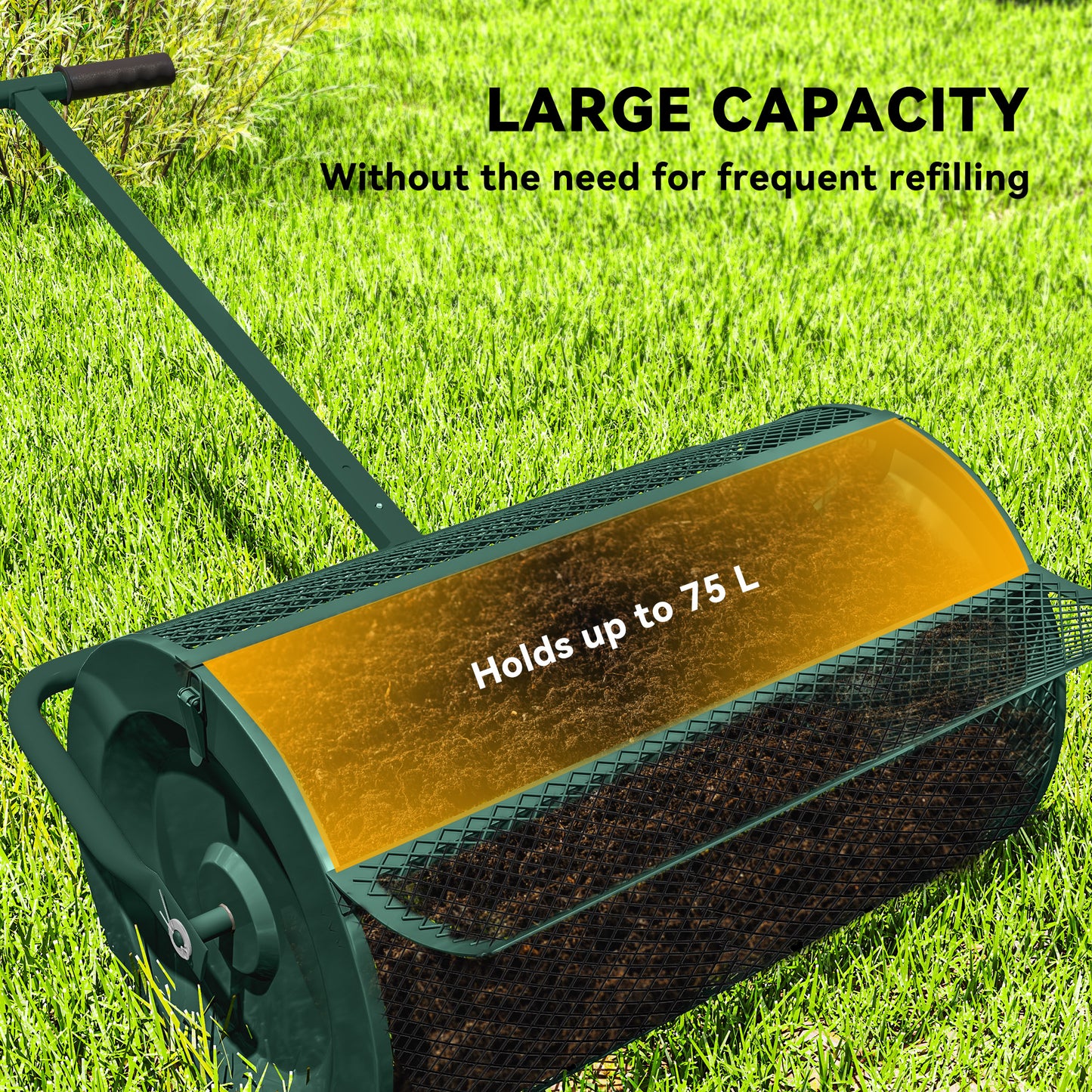 Outsunny Compost Spreader Metal Mesh Basket Green 24"