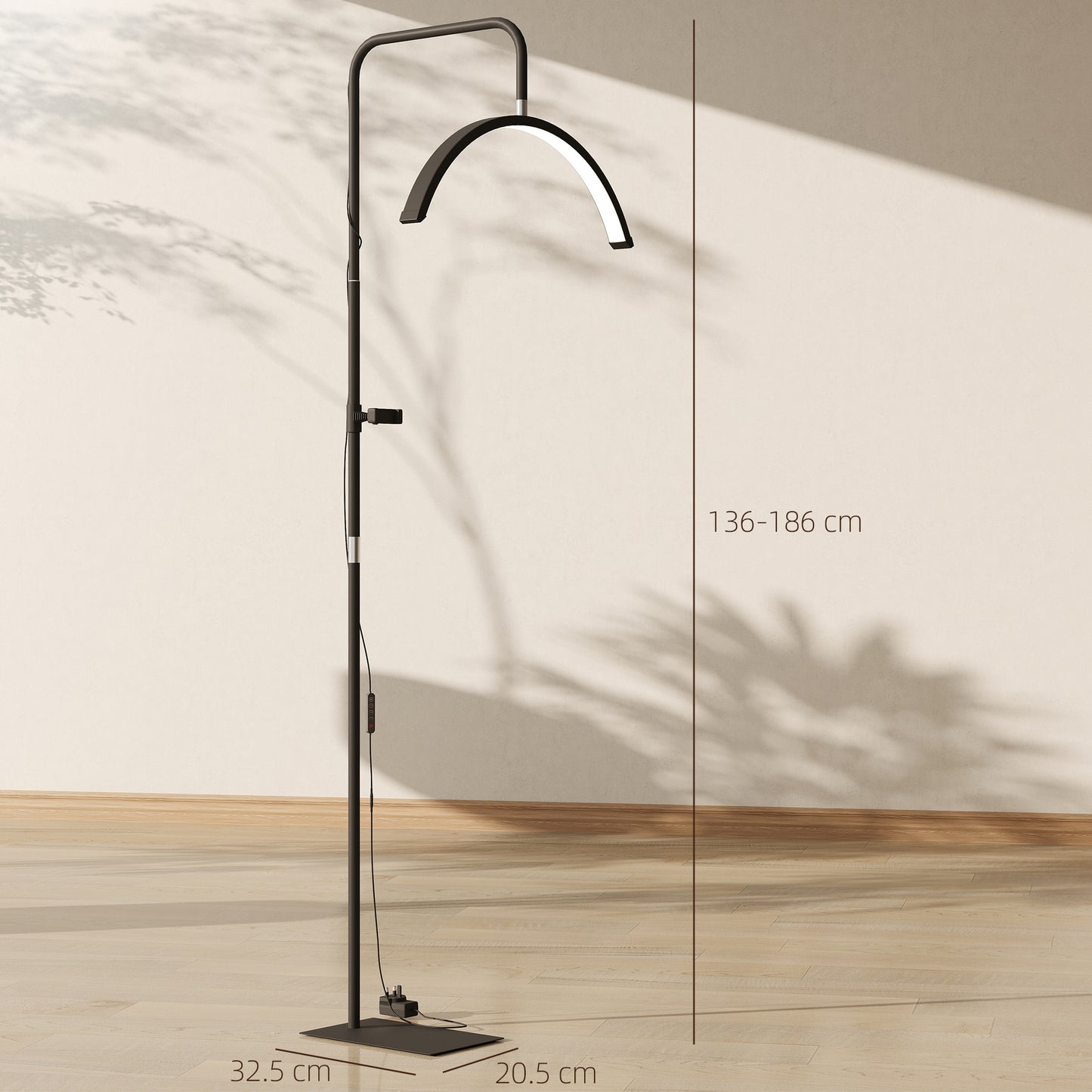 HOMCOM Half Moon Lash Light, Rotatable Dimmable Lamp Black