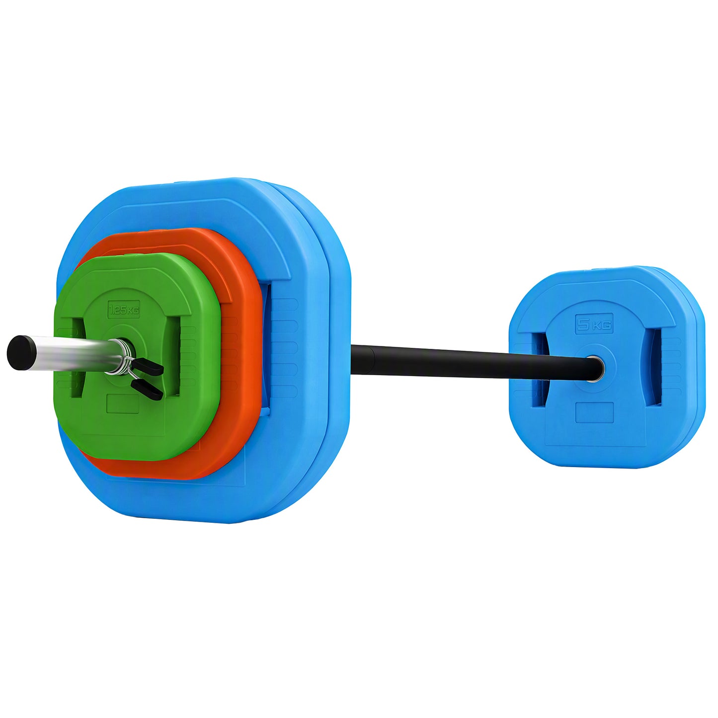 SPORTNOW 30 kg Adjustable Barbell Weights Set, Barbell Bar with Weight Plates, Non-slip Handle, Multicolour