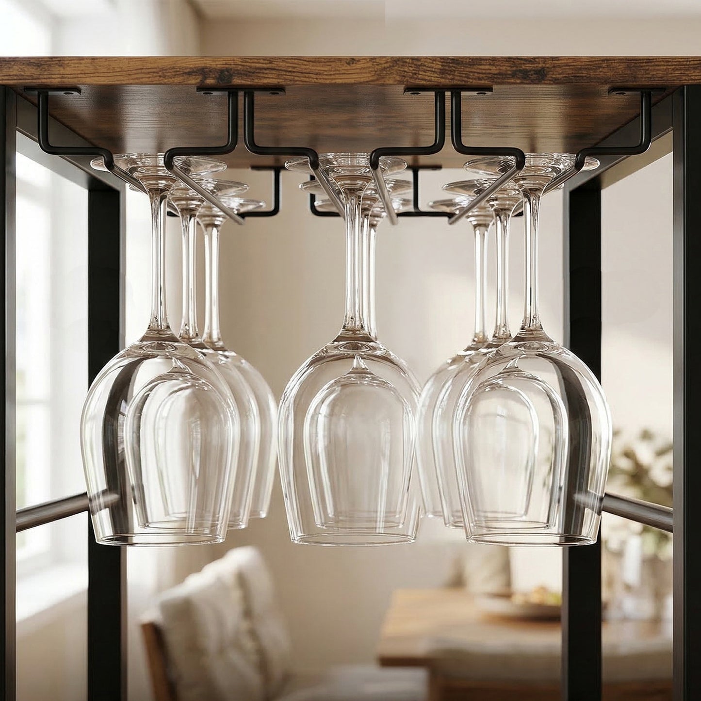 HOMCOM Industrial Wine Bar Cabinet Freestanding Liquor Cabinet 16-Bottle Wine Rack Glass Holder Rustic Brown