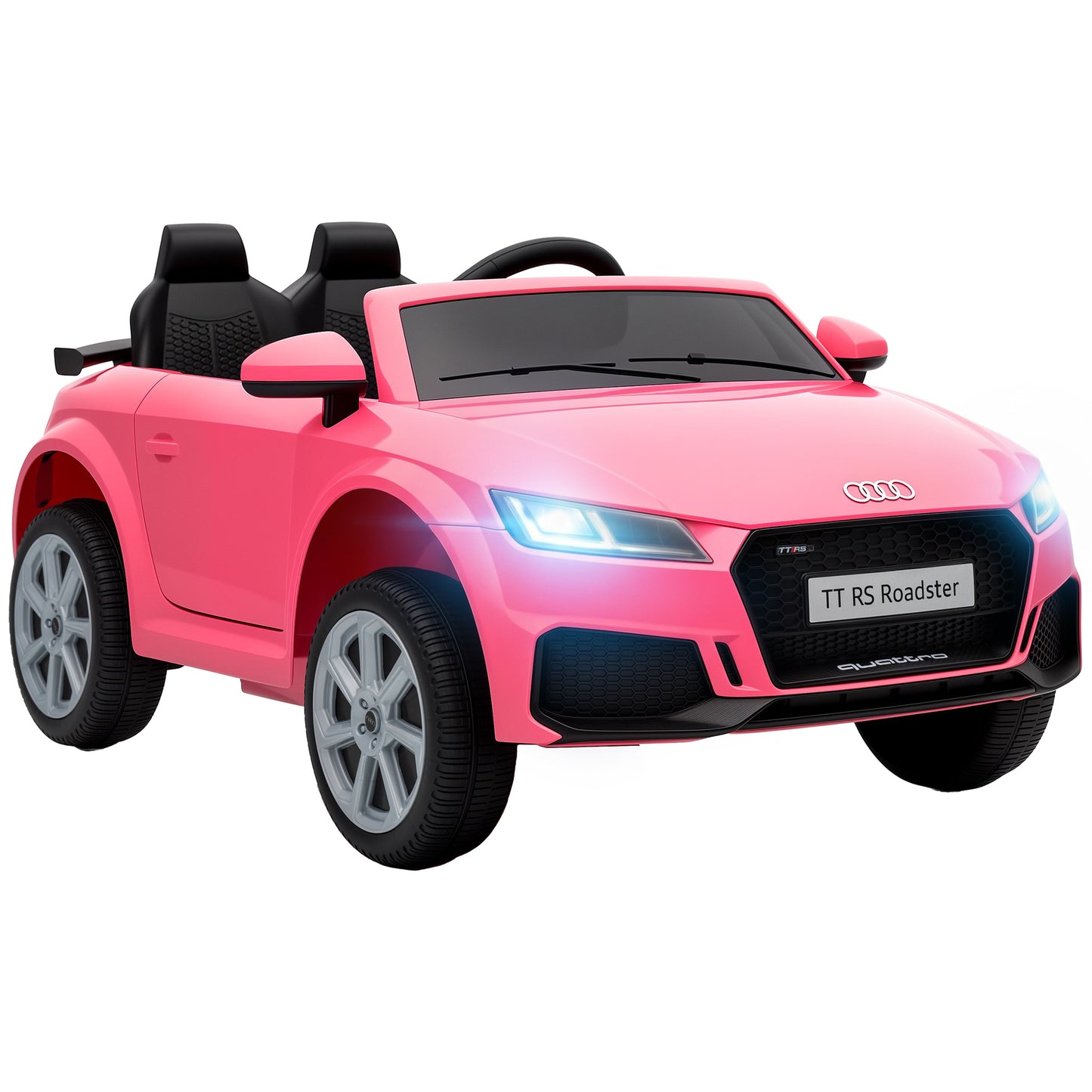 AIYAPLAY 12V Audi TT RS Licensed Electric Car, Electric Ride On Toy with Remote Control, Dual Motors, 4-Wheel Suspension, Pink