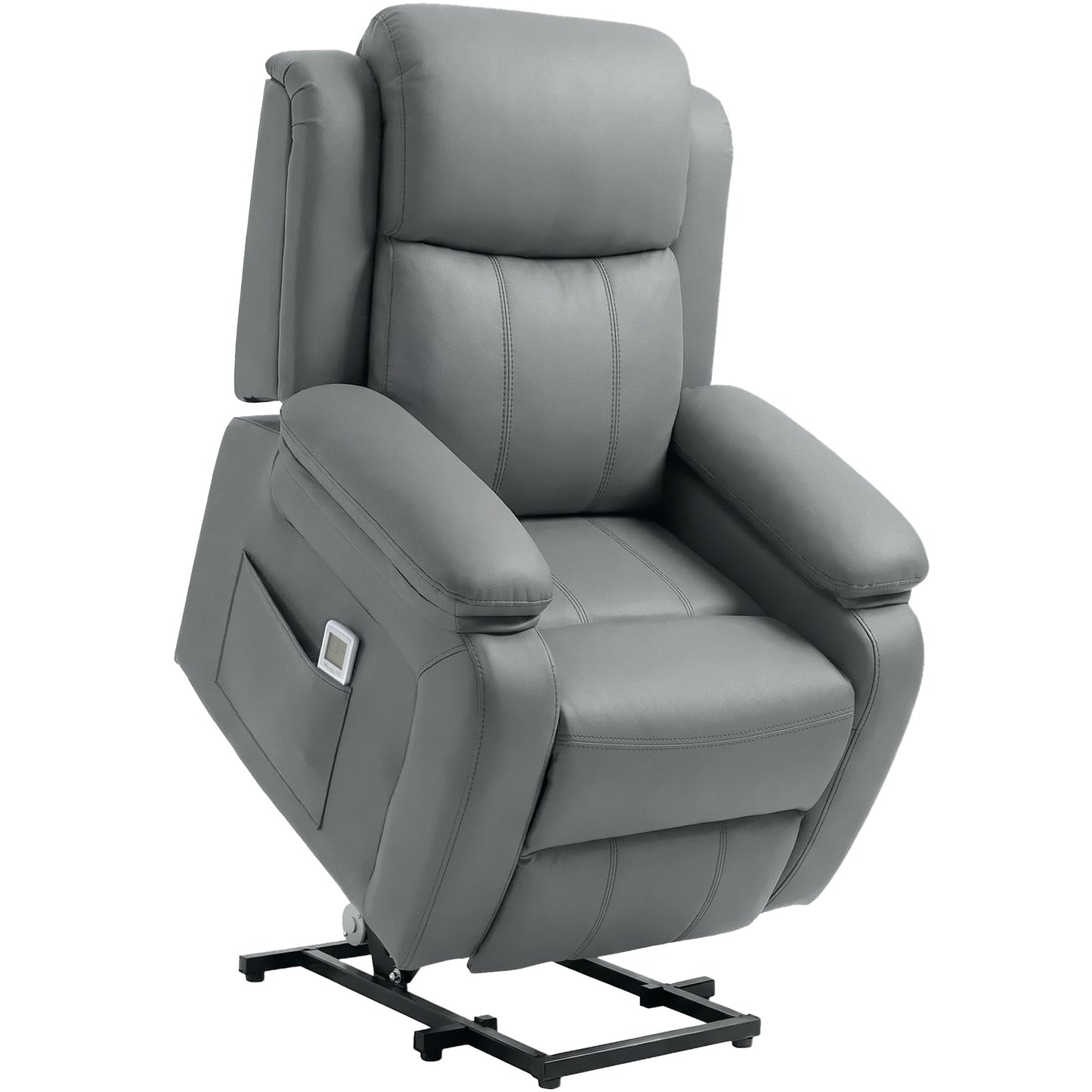 HOMCOM Riser and Recliner Chair with Massage, PU Leather Power Electric Lift Chair for Elderly with High Back, Grey