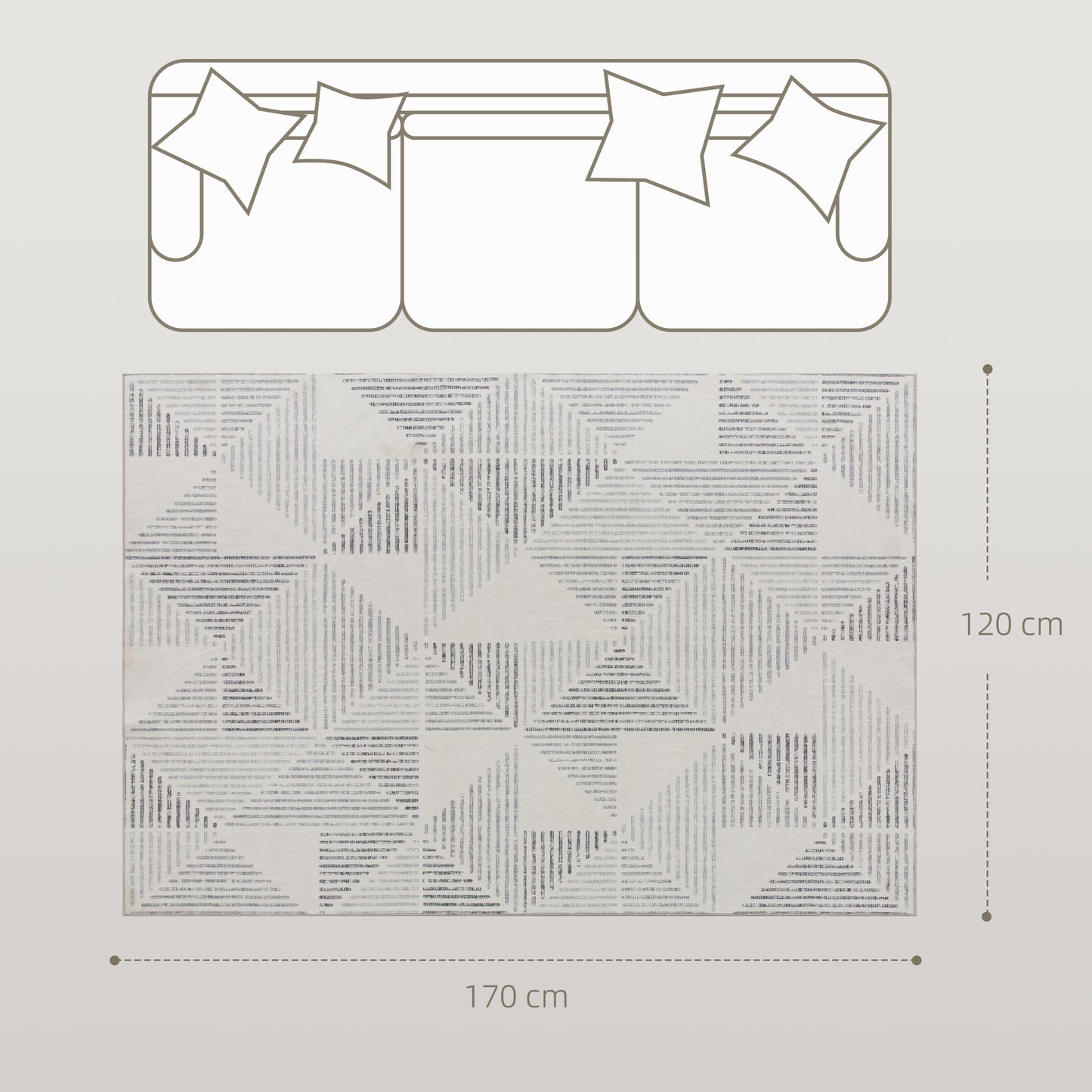 HOMCOM Modern Area Rug, Geometric Pattern, Non-Slip, Washable, Soft Carpet for Living Room, Bedroom, Dining Room, Office, 170x120 cm, Grey