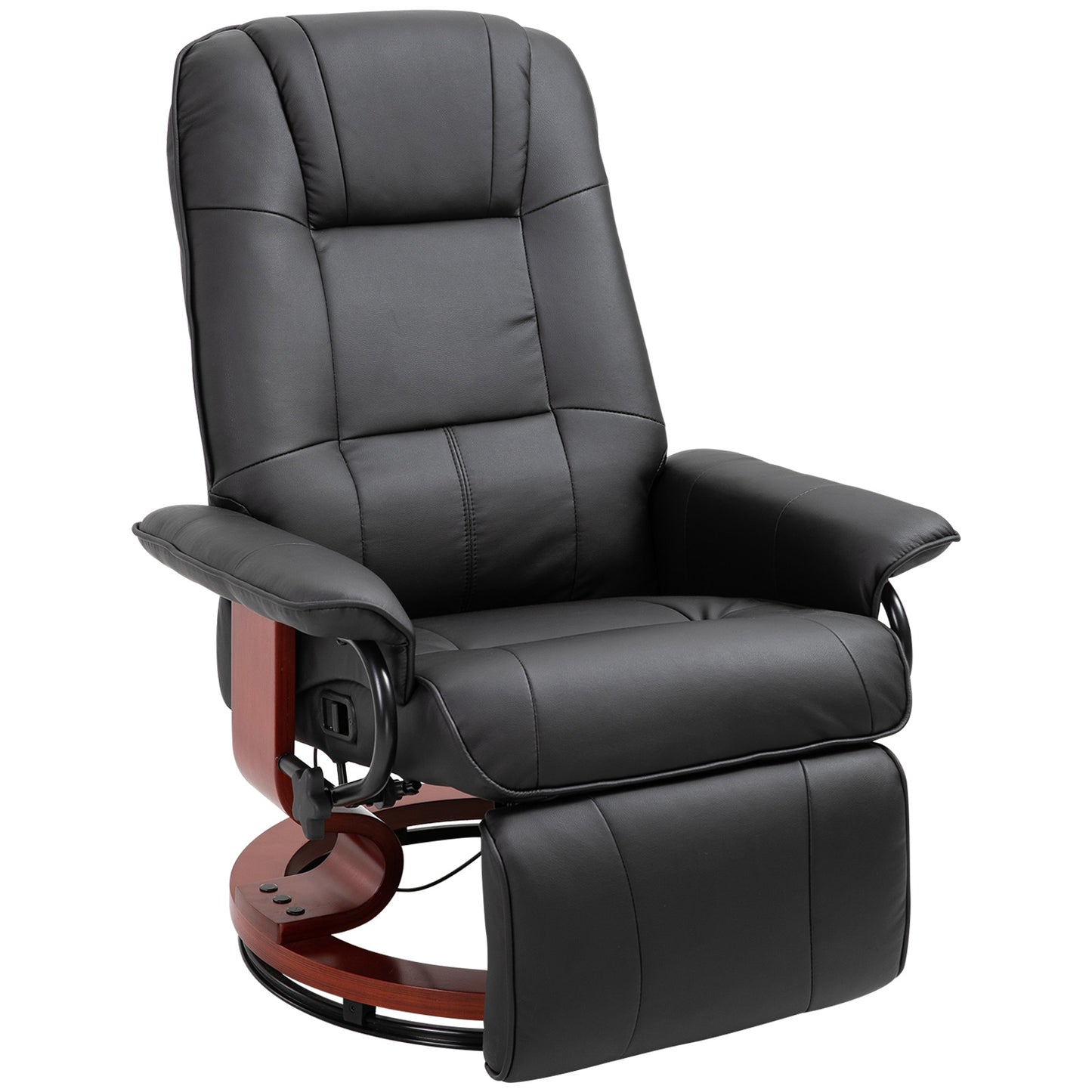 HOMCOM Linen-Like Armchair, with 145° Reclining Back and Footrest - Black