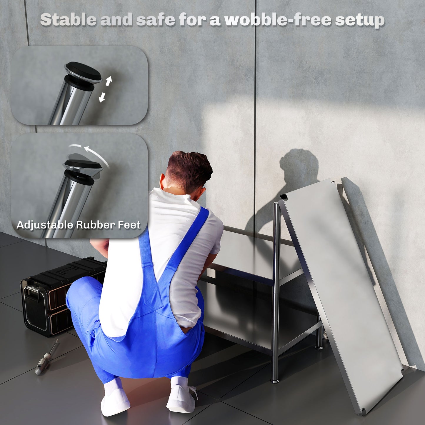 HOMCOM 3-Tier Bakers Rack, Stainless Steel Microwave Stand with Adjustable Shelves, Kitchen Storage for Spices, Pots, Pans, Silver Tone