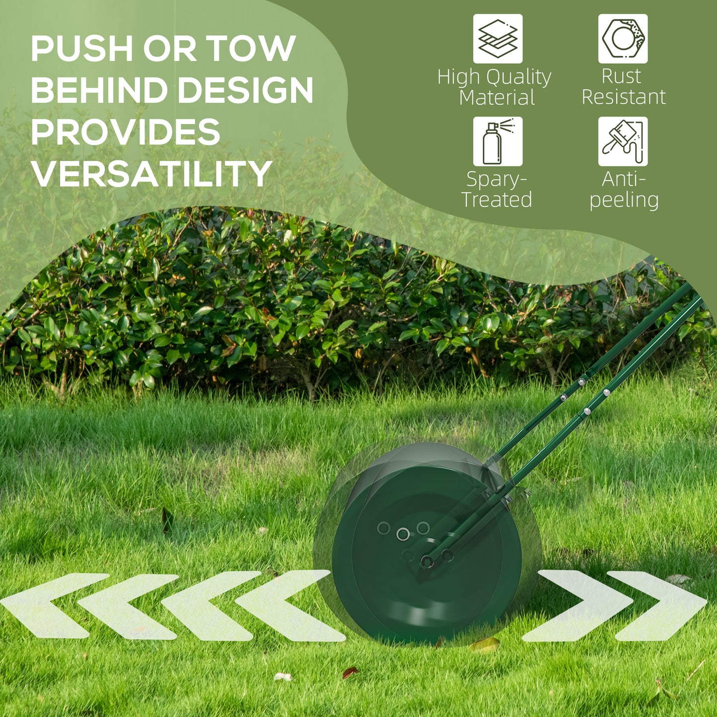 Outsunny 63 L Heavy Duty Water Or Sand Filled Ø30cm Garden Steel Lawn Roller Drum - Dark Green