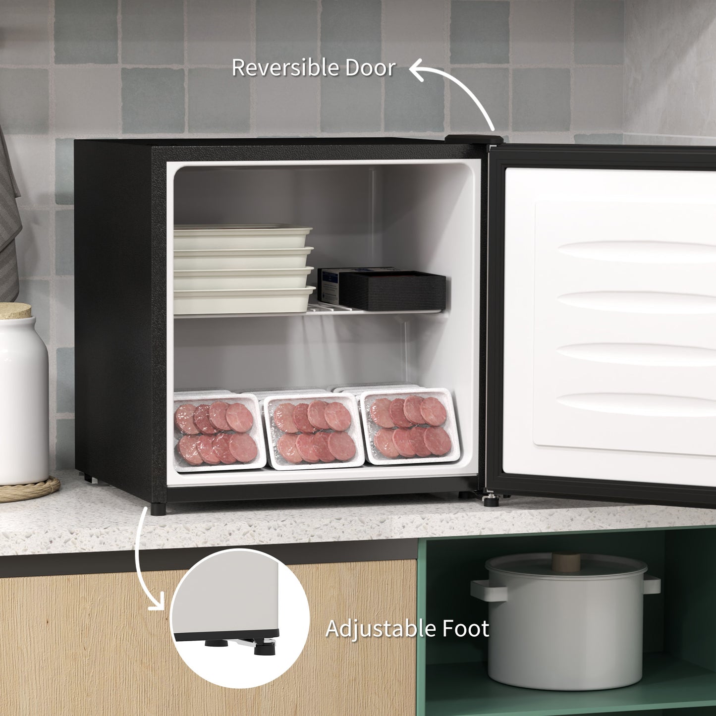 HOMCOM 35L Mini Freezer, -24°C to -14°C Temperature - Silver Tone